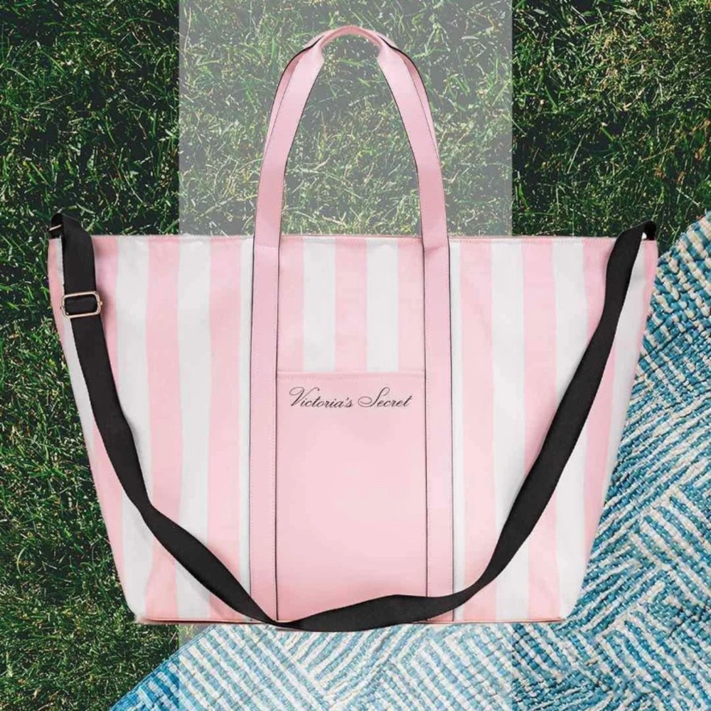 Victoria Secret Pink & White Striped Tote